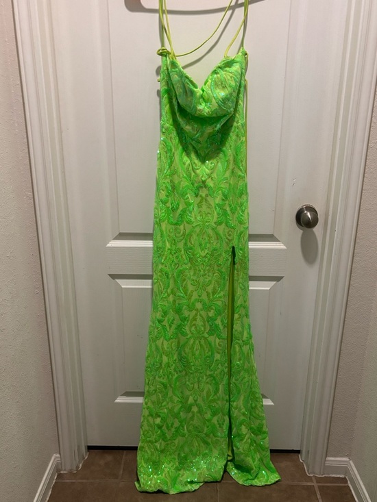 Windsor Dresses & Skirts - Windsor Neon Green Sequin Cowl Neck Prom Dress